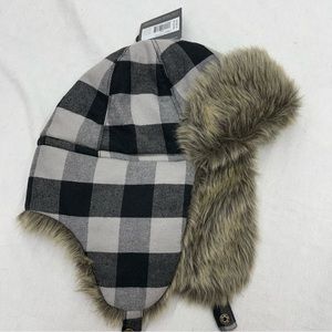 $50 Eddie Bauer HADLOCK Trapper Hat Gray Plaid New with Tags S/M Small Medium